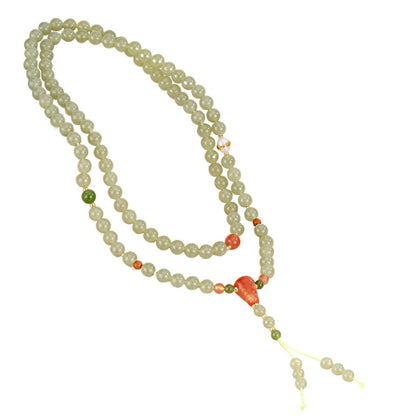 Collier de perles de jade naturel trésor oriental chance gourde Collier de perles d'agate frange en argent sterling 925