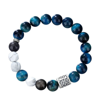 Oriental Treasure Quality Blue Tiger's Eye Stone Bracelet Wealth Magnetism 999 Sterling Silver Protection Adjustable