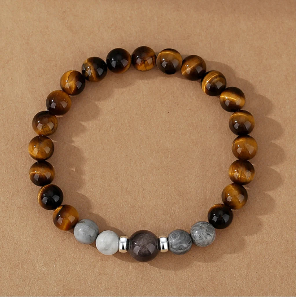 Oriental Treasure Natural Tiger's Eye Stone Bracelet Wealthy 999 Sterling Silver Protection Adjustable