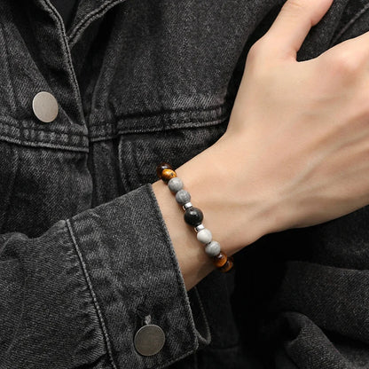 Oriental Treasure Natural Tiger's Eye Stone Bracelet Wealthy 999 Sterling Silver Protection Adjustable