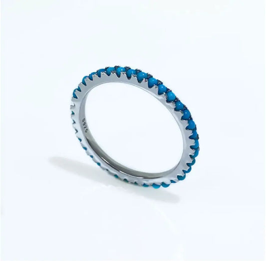 Oriental Treasure Natural Blue Turquoise Ring, Dainty Turquoise Ring, Turquoise Stacking Ring, Delicate Turquoise Ring, Sterling Silver Turquoise Ring, Gift for Her
