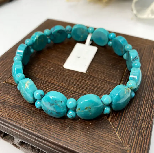 Trésor Oriental QUALITÉ Turquoise Naturelle Grande Bille Turquoise Vintage Hippie, Cadeau pour Lui