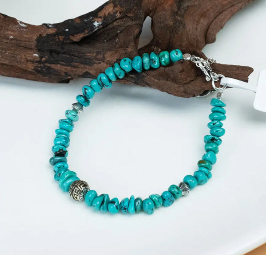 Bracelet en perles de turquoise naturel pour homme "Oriental Treasure" / Bracelet unique et cool aux perles irrégulières pour hommes / Bracelet élégant unisexe / Bracelet chic en chrysocale et jaspe original