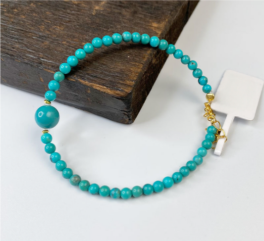Pulsera delicada con gema turquesa de tesoro oriental, pulsera minimalista de la amistad azul con piedra natural turquesa para mujer.