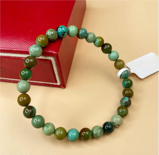 Trésor Oriental BRACELET EN TURQUOISE NATURELLE DE QUALITÉ Bracelet en perles de pierre précieuse Bracelet de guérison Bracelet d'amitié en perles de 6 mm, cadeau pour lui