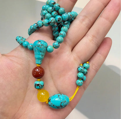 Oriental Treasure Tibetan Turquoise Healing Mala 108 Bracelet Necklace
