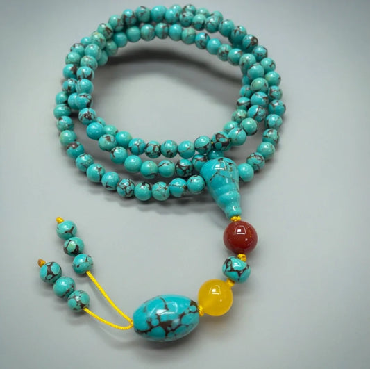 Collar de turquesa y oro con tesoro oriental, collar sencillo de cuentas con piedra natal de diciembre, collar minimalista, joyería bohemia, collar en capas