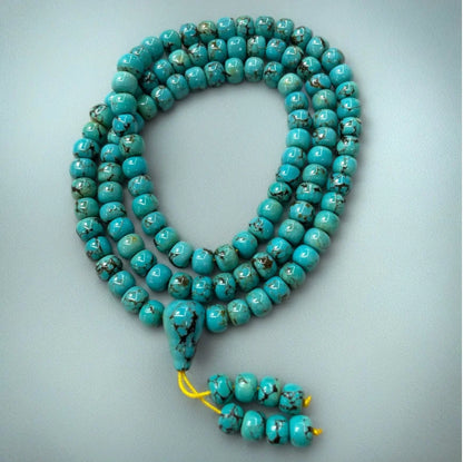 Oriental Treasure Tibetan Turquoise 6*8 mm Purification 108 Mala Bracelet Necklace