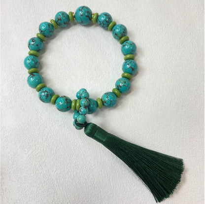 Collar de turquesa y oro con tesoro oriental, collar sencillo de cuentas con piedra natal de diciembre, collar minimalista, joyería bohemia, collar en capas