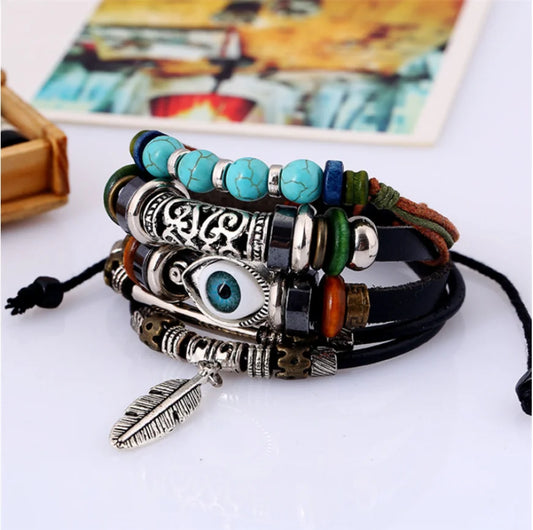 Oriental Treasure Tibetan Turquoise Evil Eye Purification Bracelet, Gift for Him