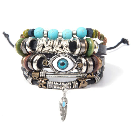 Oriental Treasure Tibetan Turquoise Evil Eye Purification Bracelet, Gift for Him