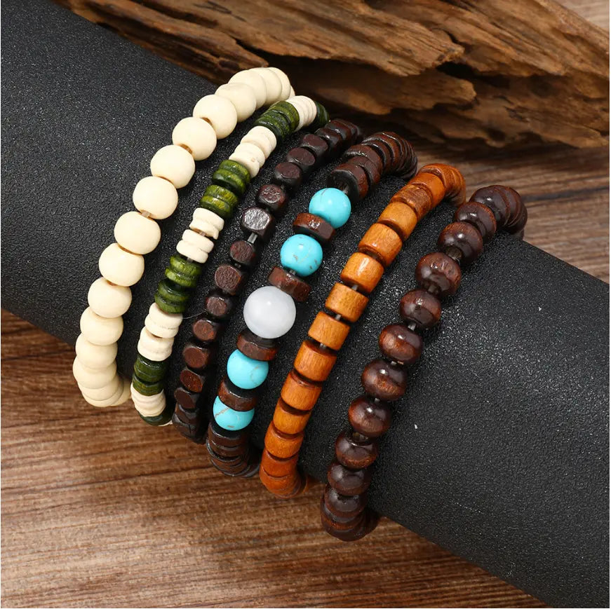 Oriental Treasure Tibetan Turquoise beads hand string restoring ancient ways Healing Wooden beads Men hit color multi-layer beaded bracelet, Gift for Him