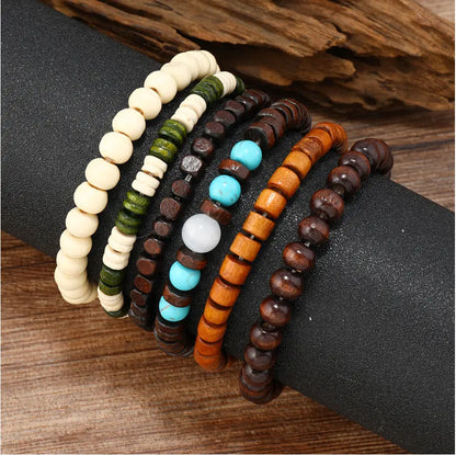 Oriental Treasure Tibetan Turquoise beads hand string restoring ancient ways Healing Wooden beads Men hit color multi-layer beaded bracelet, Gift for Him