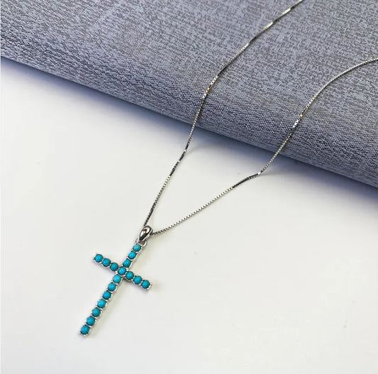 Collier en Argent Sterling 925 "Trésor Oriental" avec Pendentif de Turquoise - Pierre Précieuse Bleue Naturelle, Style Sud-Ouest