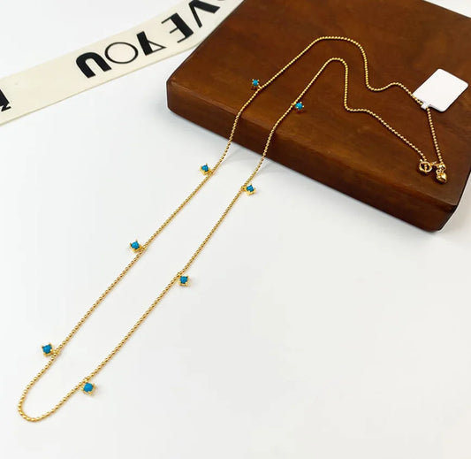 Collier de Pendentif Turquoise Naturel Délicat en Or Vermeil 14K - Trésor Oriental, Bijou Minimaliste Quotidien