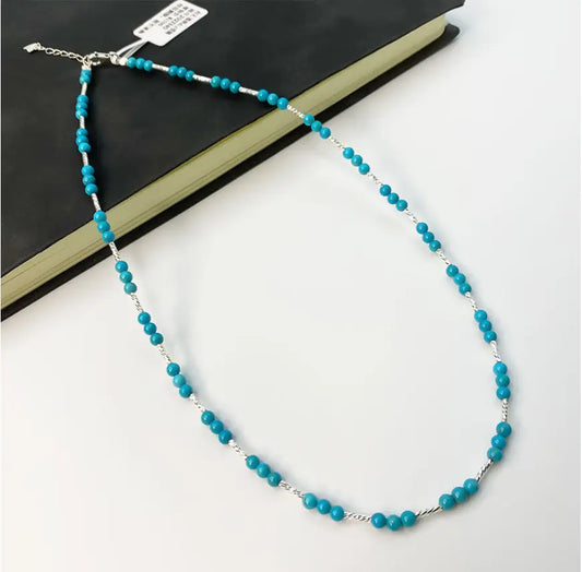 Collier Turquoise Bleu Artisanal Trésor Oriental avec Collier Blanc | Bijoux Boho Chic, Cadeau Unique