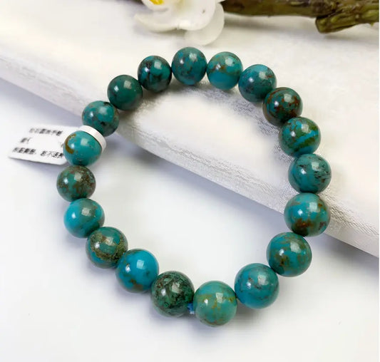 Trésor Oriental BRACELET EN TURQUOISE NATURELLE DE QUALITÉ Bracelet en perles de pierre gemme Bracelet de guérison Bracelet d'amitié 8mm, cadeau pour lui